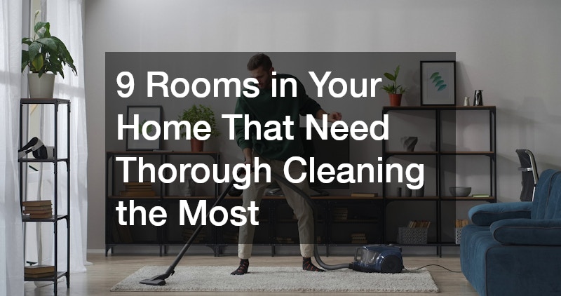 man vacuuming a carpet in a living room